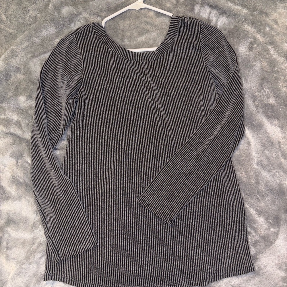 Women's dark grey Striped Long Sleeve Top
